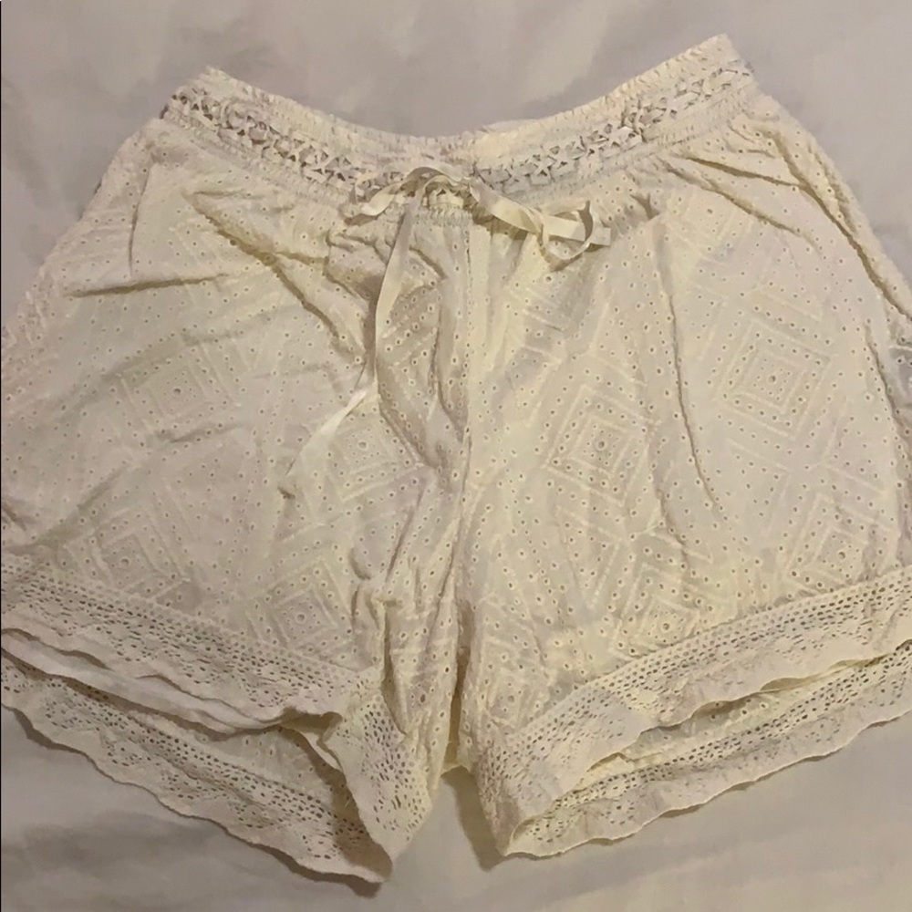 Cream colored, lace Polo shorts